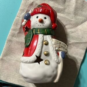 Ceramic Snowman tea light holder